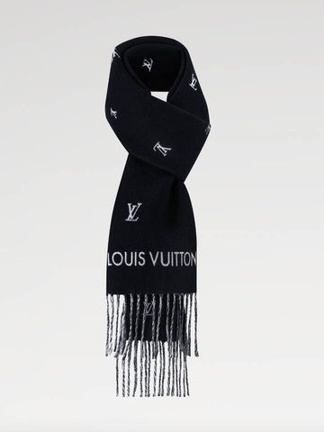 Men s Scarf LV Blason Wool Muffler Black M77269 - LOUIS VUITTON - BALAAN 1