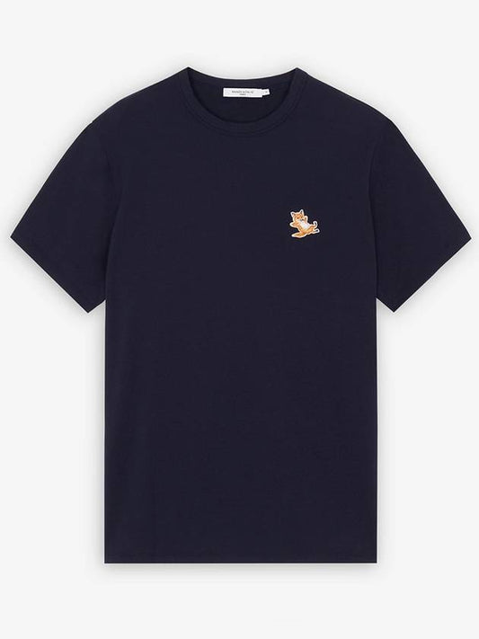 Chillax Fox Patch Classic Short Sleeve T-Shirt Navy - MAISON KITSUNE - BALAAN 2