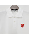 24SS Comme des Garçons Women's Play Red Heart Patch Polo Short Sleeve T-Shirt White P1T005E - COMME DES GARCONS PLAY - BALAAN 3