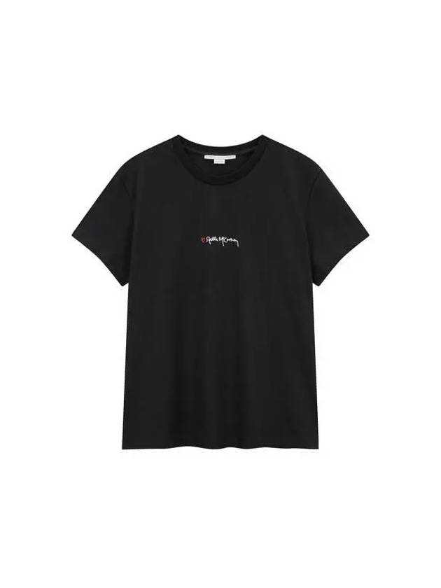 STELLA McCARTNEY Stitched Logo Crew Neck T Shirt Black - STELLA MCCARTNEY - BALAAN 1