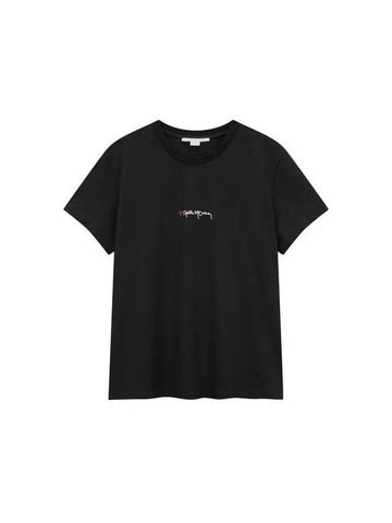 STELLA McCARTNEY Stitched Logo Crew Neck T Shirt Black - STELLA MCCARTNEY - BALAAN 1