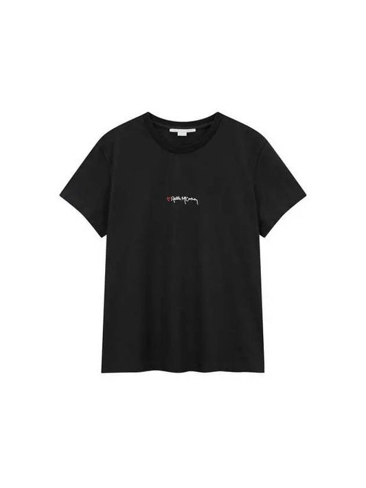 STELLA McCARTNEY Stitched Logo Crew Neck T Shirt Black - STELLA MCCARTNEY - BALAAN 1