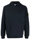 Snap Brushed Cotton Fleece Hoodie Navy - STONE ISLAND - BALAAN 2