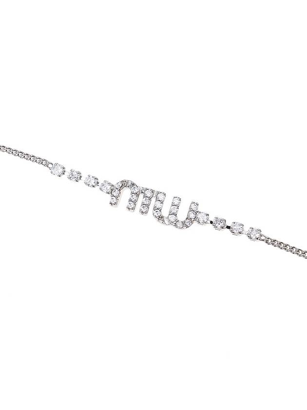 Crystal Charm Logo Bracelet Silver - MIU MIU - BALAAN 4