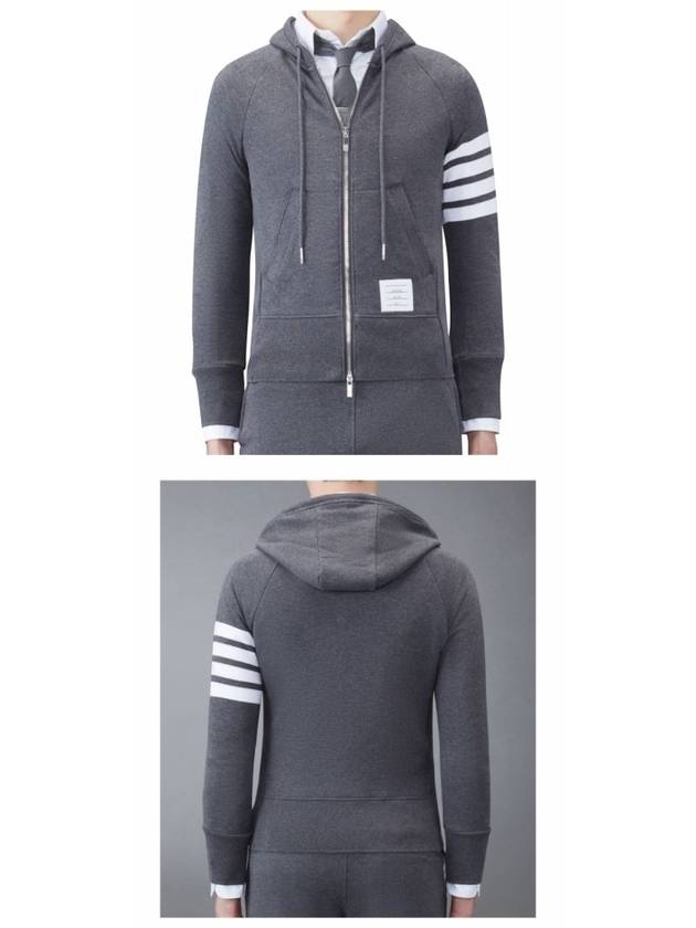 Engineered 4 Bar Diagonal Zip Up Hoodie Dark Grey - THOM BROWNE - BALAAN 5