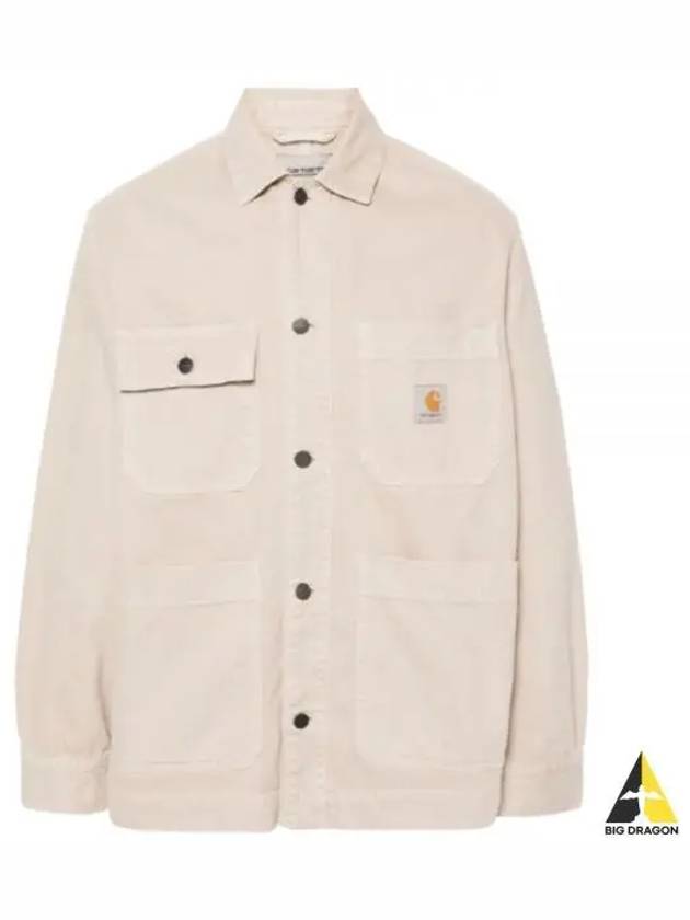 Garrison Logo Patch Cotton Shirt Jacket Beige - CARHARTT WIP - BALAAN 2