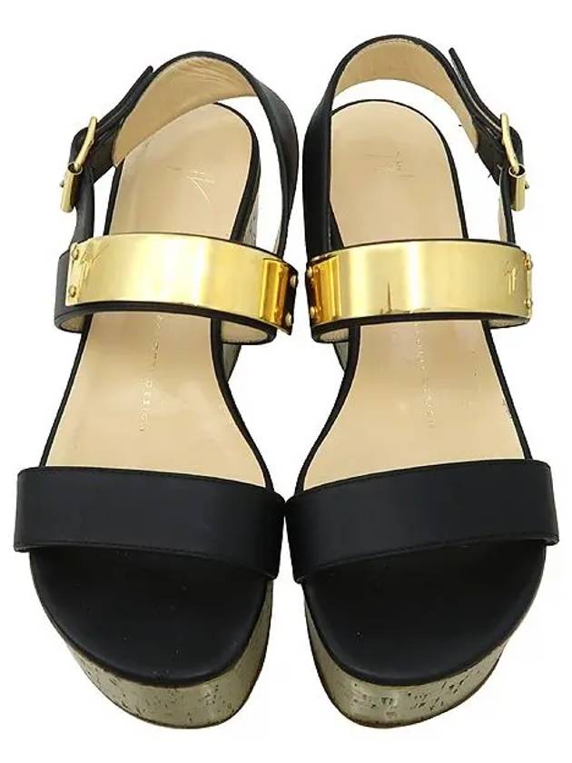 Black leather gold metal buckle detail women s sandals - GIUSEPPE ZANOTTI - BALAAN 6