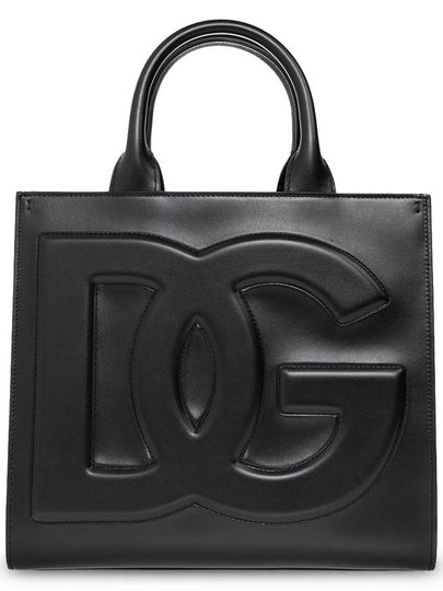 DG Logo Small Leather Tote Bag Black - DOLCE&GABBANA - BALAAN 2