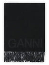 Logo Fringe Muffler Black - GANNI - BALAAN 3