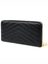 Cassandre Matelasse Zip Around Wallet In Grain De Poudre Embossed Leather Black Gold - SAINT LAURENT - BALAAN 5