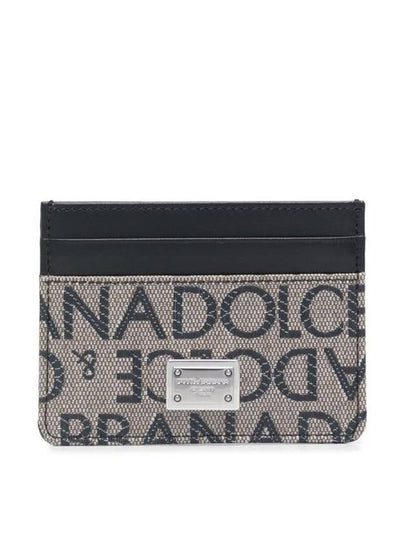 Logo Jacquard Leather Card Wallet Black - DOLCE&GABBANA - BALAAN 2