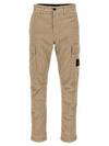 Stretch Cotton Gabardine Garment Dyed Cargo Straight Pants Beige - STONE ISLAND - BALAAN 1