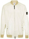 Men's Wappen Patch Zip-Up Bomber Jacket Neutrans Green - STONE ISLAND - BALAAN 2