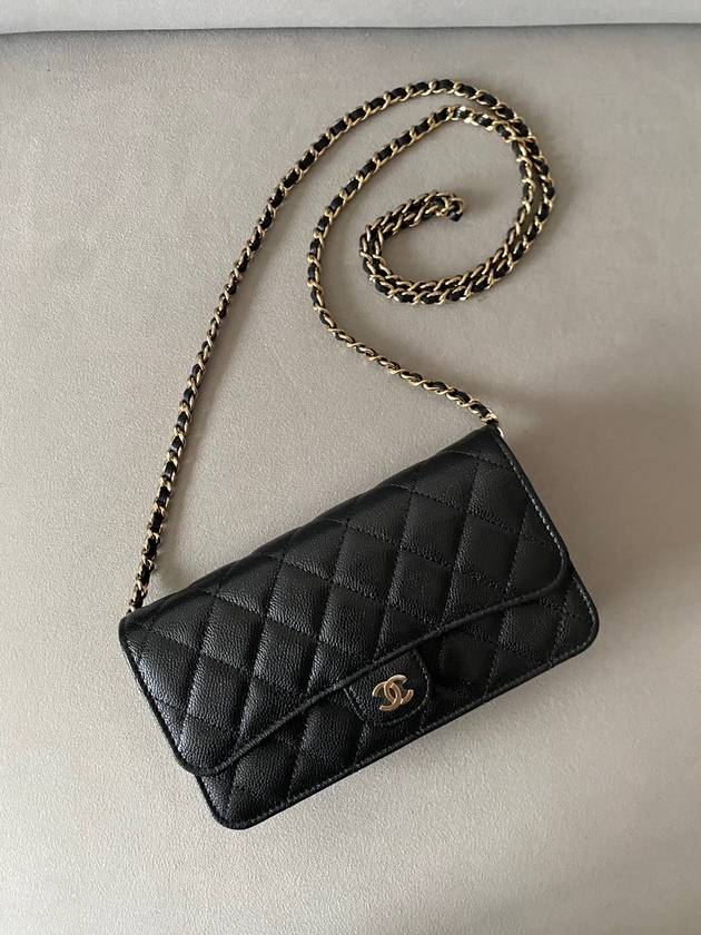 Classic phone holder bag chain caviar black gold AP3744B - CHANEL - BALAAN 10