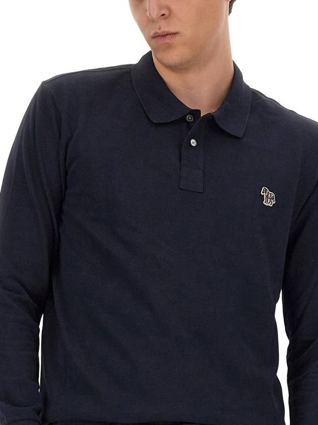 Zebra Patch Long Sleeve Polo Shirt Navy - PAUL SMITH - BALAAN 5