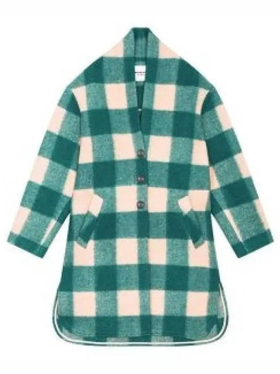 Gabriel Wool Check Single Coat Green - ISABEL MARANT - BALAAN 2