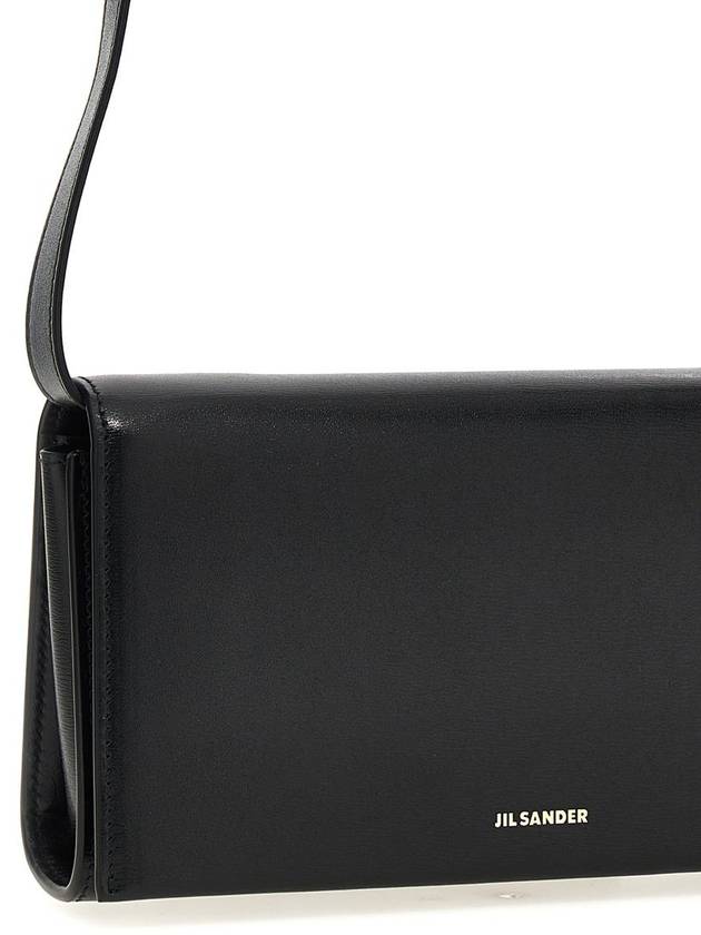 Logo Print Leather Shoulder Bag Black - JIL SANDER - BALAAN 4