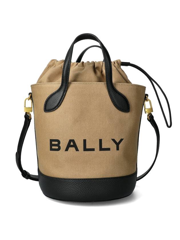 Bar Logo Fabric Bucket Bag Beige - BALLY - BALAAN 1