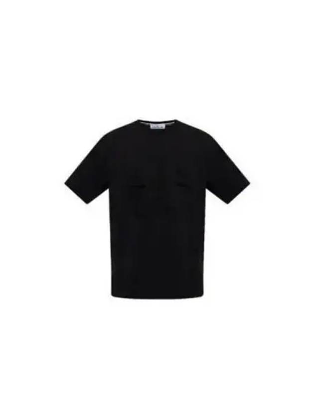 Men's Embroidered Logo Short Sleeve T-Shirt Black - STONE ISLAND - BALAAN 2