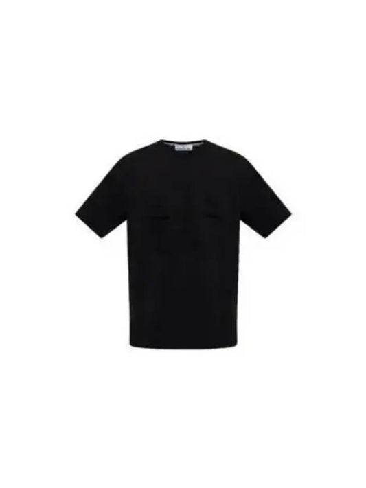 Men's Embroidered Logo Short Sleeve T-Shirt Black - STONE ISLAND - BALAAN 2