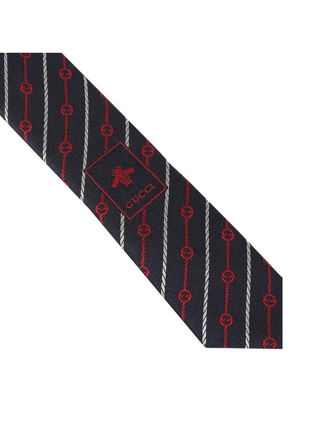 Round Interlocking G Rope Silk Tie Navy Blue - GUCCI - BALAAN 6