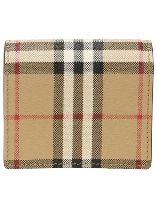 Check Small Leather Half Wallet Beige - BURBERRY - BALAAN 4