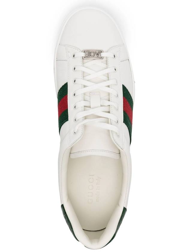 Ace Web Leather Low Top Sneakers White - GUCCI - BALAAN 5