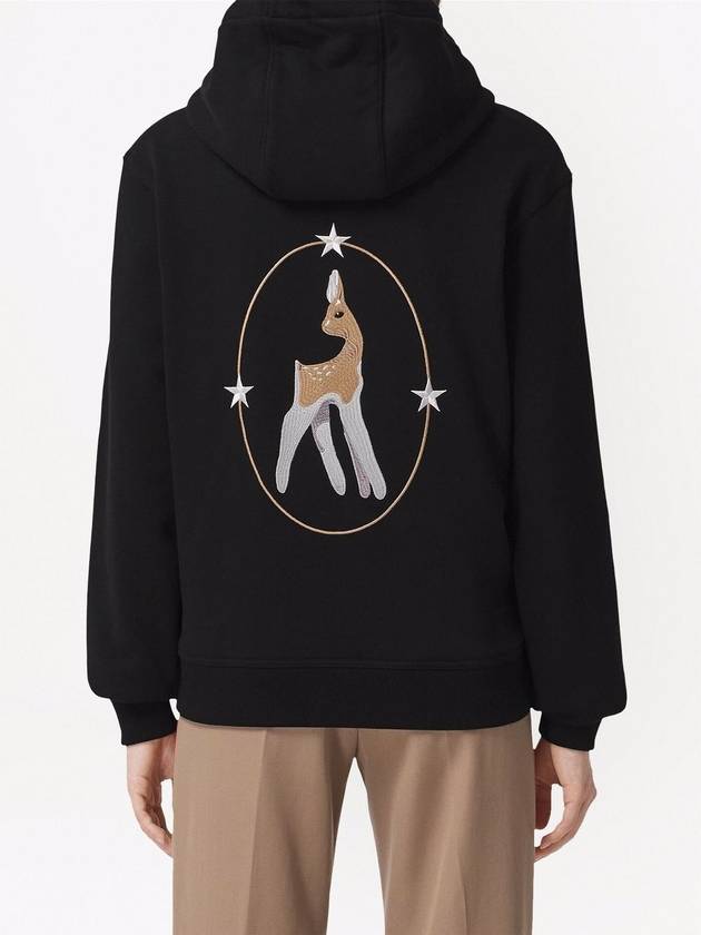 Women's Bag Deer Embroidered Hoodie Black - BURBERRY - BALAAN.