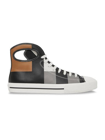 Porthole Detail Check High Top Sneakers - BURBERRY - 1