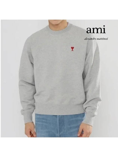 Cotton Heart Logo Sweatshirt Grey - AMI - BALAAN 2