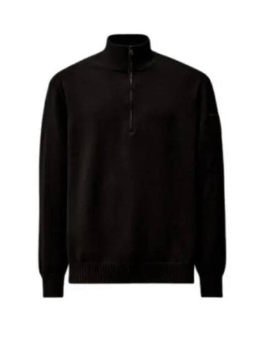 Merino Wool Polo Knit Top Black - CP COMPANY - BALAAN 1