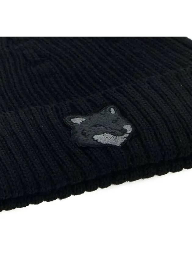 Wool Fox Head Beanie Black - MAISON KITSUNE - BALAAN 3