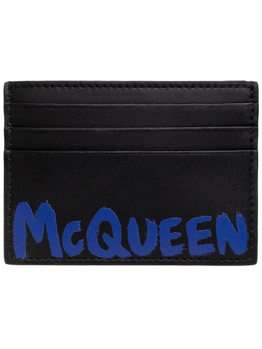 Graffiti Card Wallet Black - ALEXANDER MCQUEEN - BALAAN.