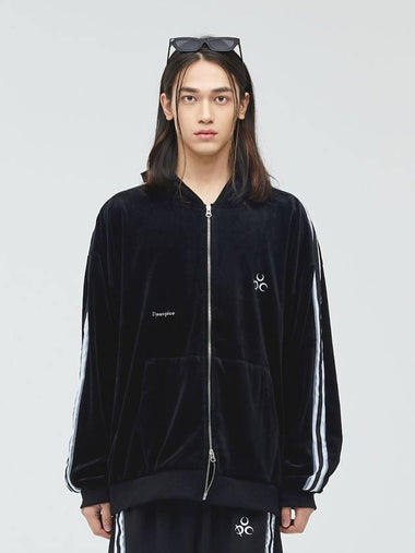 Signature Velour Hoodie Zip-Up Black - DAUSPICE - BALAAN 1