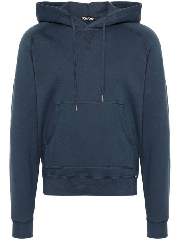 Cotton Garment Dye Drawstring Hoodie Blue - TOM FORD - BALAAN 1