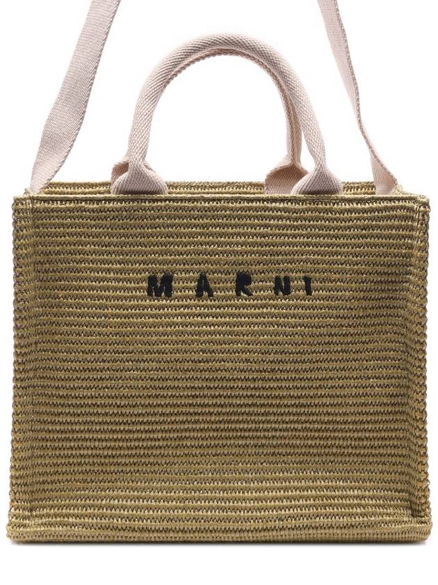 Small Raffia East West Tote Bag Beige - MARNI - BALAAN 3