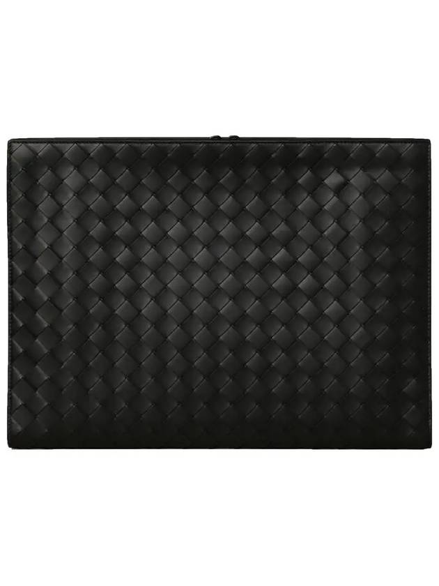 Intrecciato Document Clutch Bag Black - BOTTEGA VENETA - BALAAN 3