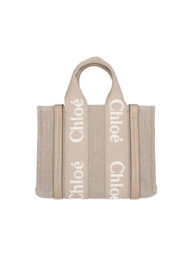 Woody Small Tote Bag Beige Linen - CHLOE - BALAAN 1