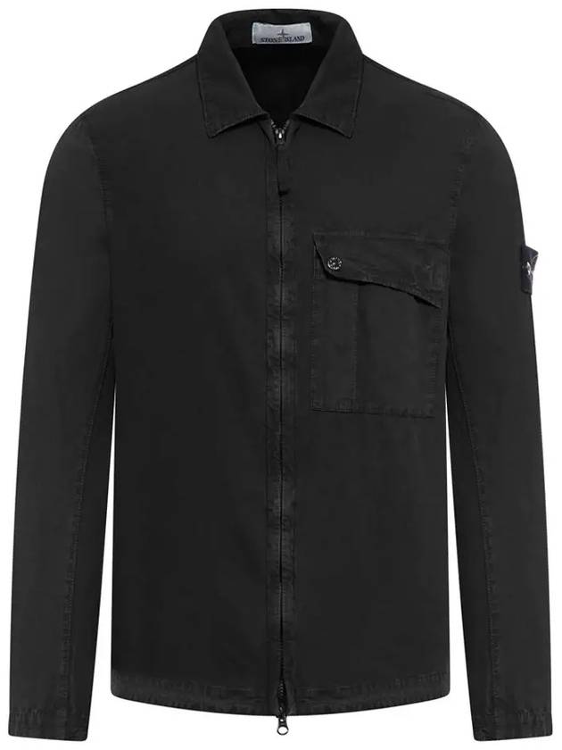 Old Treatment Garment Dyed Overshirt Jacket Black - STONE ISLAND - BALAAN 2