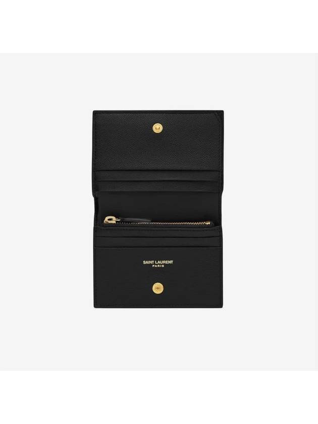 Women's Monogram Gold Logo Card Wallet Black - SAINT LAURENT - BALAAN 3