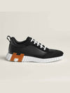 Men's Bouncing Leather Suede Low Top Sneakers Black - HERMES - BALAAN 3