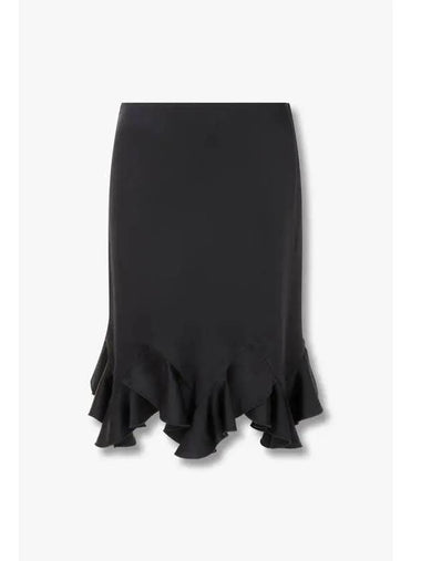 STELLA McCARTNEY Ruffled Hem Satin Skirt Black - STELLA MCCARTNEY - BALAAN 1