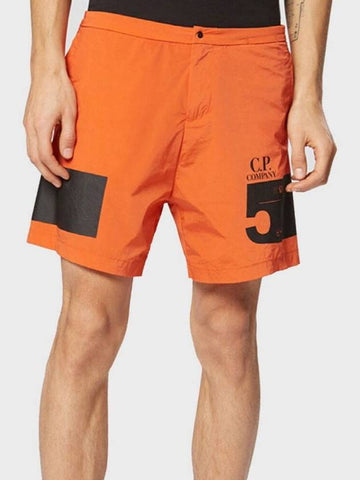 Logo Graphic Chrome Nylon Shorts Orange - CP COMPANY - BALAAN 1