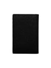 Saffiano Triangular Logo Flap Card Wallet Black - PRADA - BALAAN 3