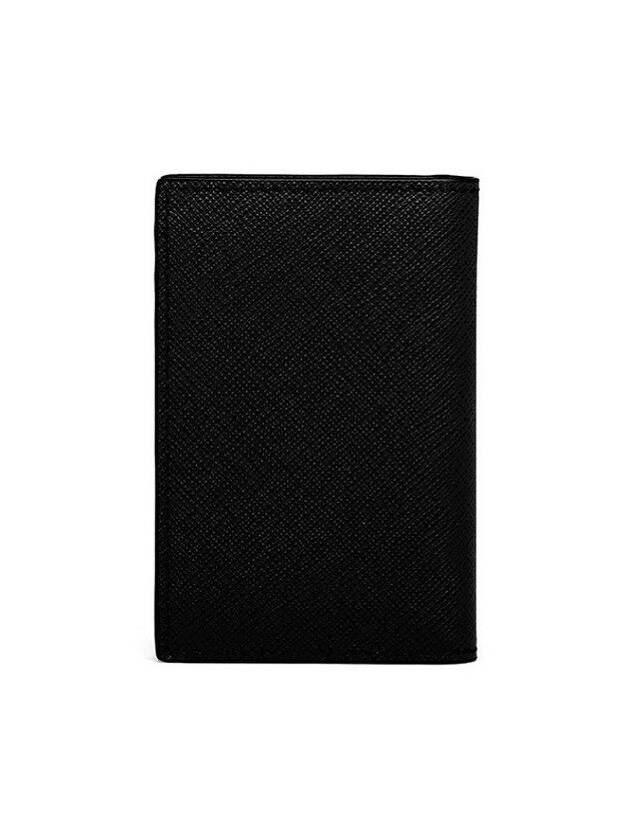 Saffiano Triangular Logo Flap Card Wallet Black - PRADA - BALAAN 3