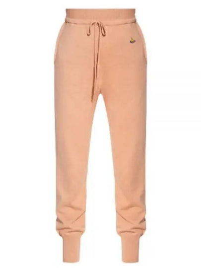 Women's Embroidered Logo Cashmere Blend Track Pants Dark Beige - VIVIENNE WESTWOOD - BALAAN 2