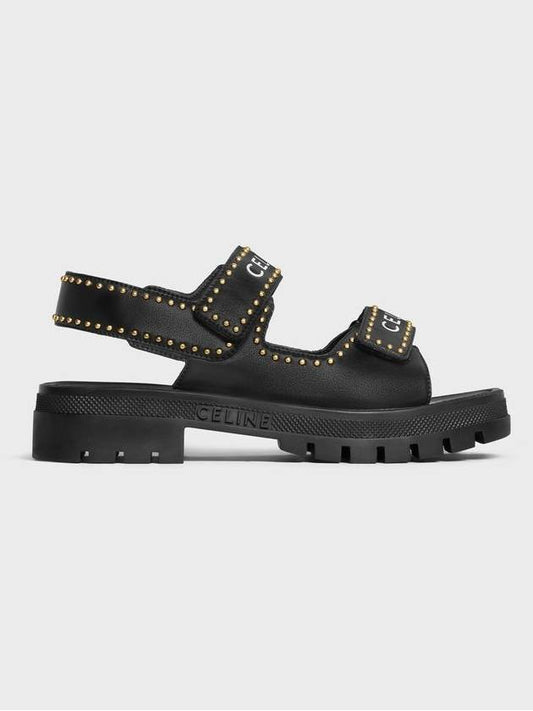 Leo Studded Chunky Sandals Calfskin Black - CELINE - BALAAN 2