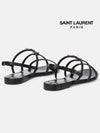 Women's Smooth Leather Gold Tone Monogram Detail Cassandra Flat Sandals Black - SAINT LAURENT - BALAAN 6