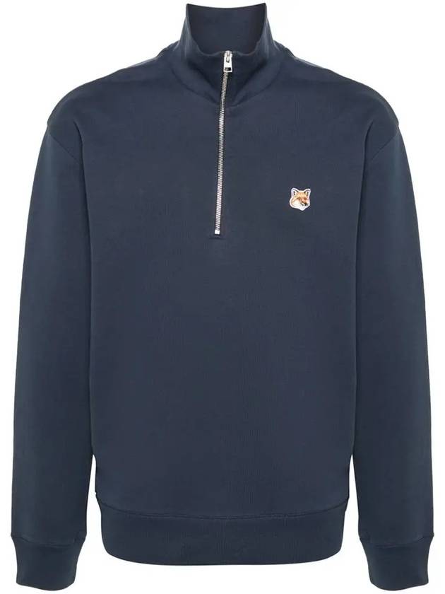 Fox Head Patch Half Zipper Sweatshirt Ink Blue - MAISON KITSUNE - BALAAN 2