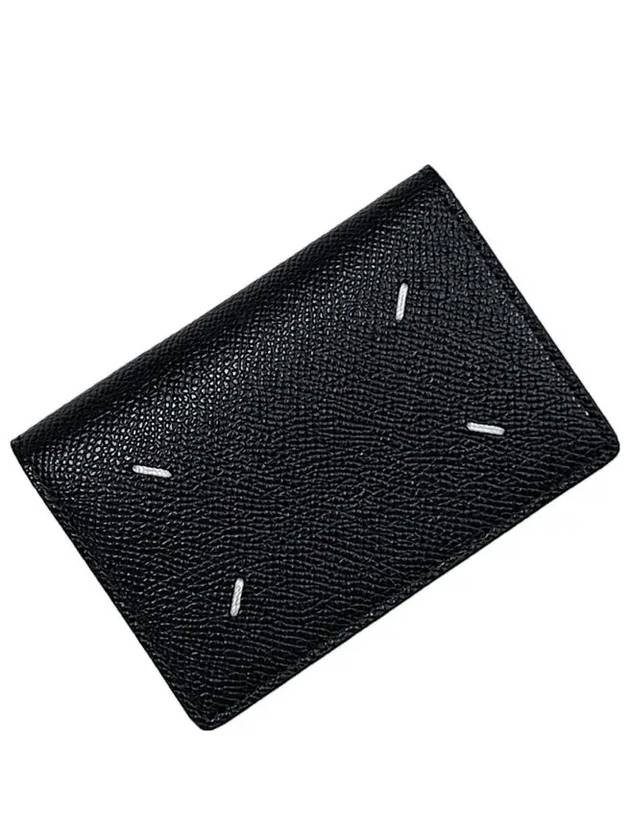 Stitched Bi-Fold Leather Card Wallet Black - MAISON MARGIELA - BALAAN 3